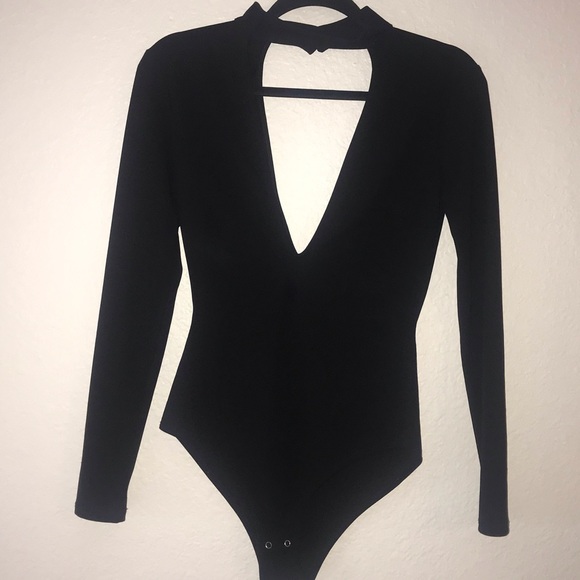 LOVELY DAY CHOKER PLUNGE LONG SLEEVE BODYSUIT S - Picture 2 of 4